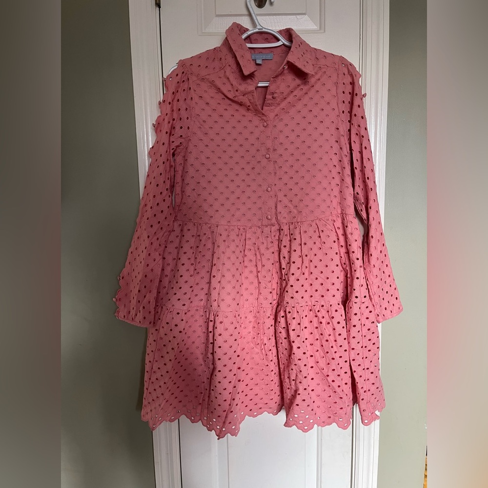 Antonio Melani Patricia Eyelet Collar Neck Button Down Dress Size 2 b3